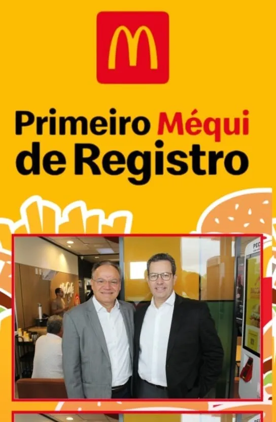 Alexandre Spadafora com o prefeito de Registro na inauguração do McDonald's do Village Valle - Street Mall